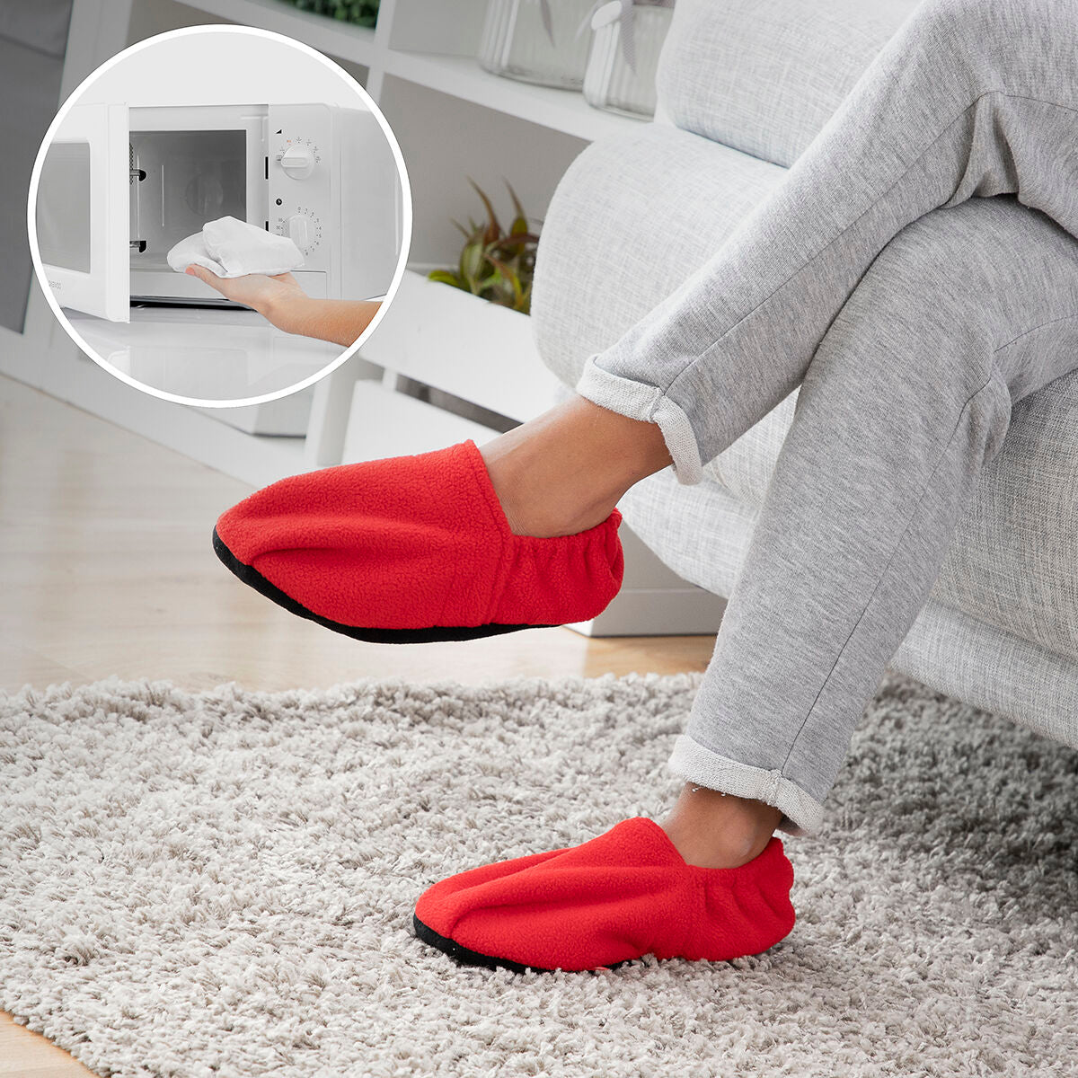 Innovagoods Pantofole Riscaldabili In Microonde Innovagoods Rosso